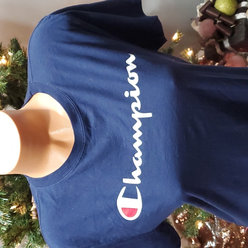 Champion logo t shirt navy blue L - Picture 2 of 6